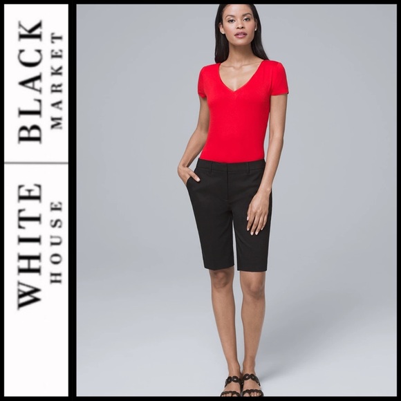🔥SALE🔥 NWT WHBM 11” Smooth Stretch Bermuda Shorts - Picture 2 of 5